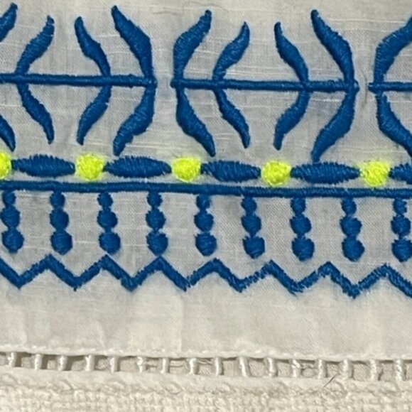 Vineyard Vines Embroidered Fringe Sleeveless Sheath Sundress White Blue Plus 14 - Picture 8 of 9